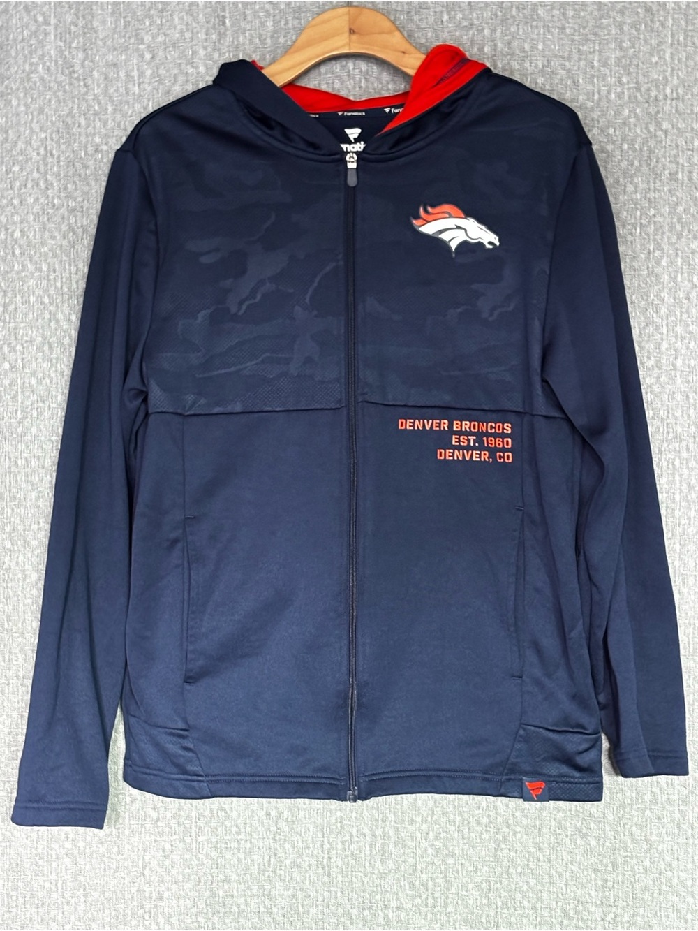 Denver Broncos Fanatics Men’s Medium Full Zip Hoodie Navy NFL